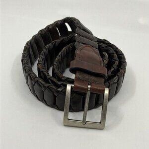 Vintage Dark Brown Leather Belt Mens M Genuine Leather Western Neutral